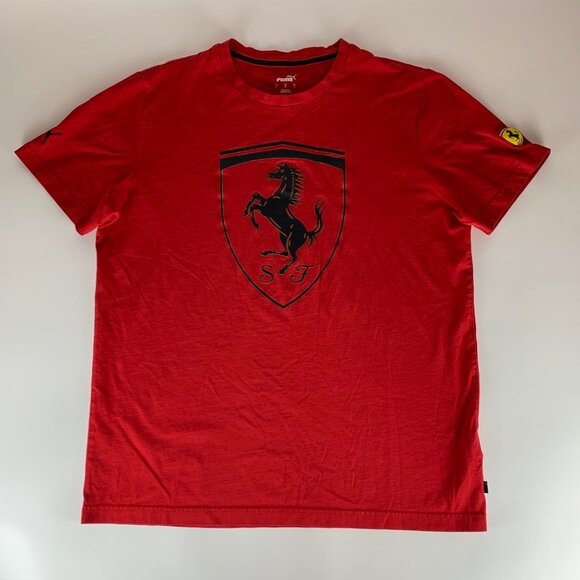 Puma Ferrari Red Short Sleeve Crewneck Shirt Mens Large - Picture 1 of 8